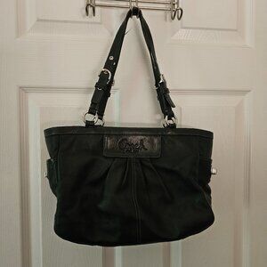 Vintage Coach Shoulder Bag in Black with Silver Hardware